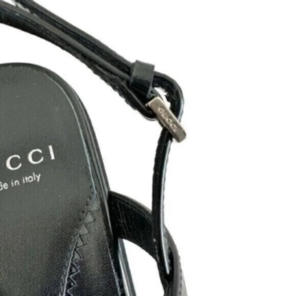 NIB Gucci Divine Horsebit Nero Black Caged Leather Slingback Sandals Size 7.5 - Picture 8 of 16